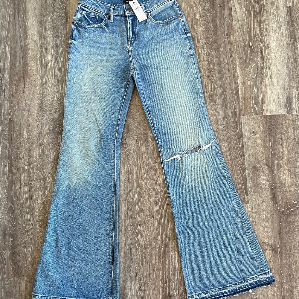 Express 70s Flare Jeans Raw Hem - Size 2